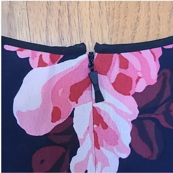 Kate Spade pink black Rambling Roses Rosa Ruffle Shift Dress size large nwot - Picture 13 of 16